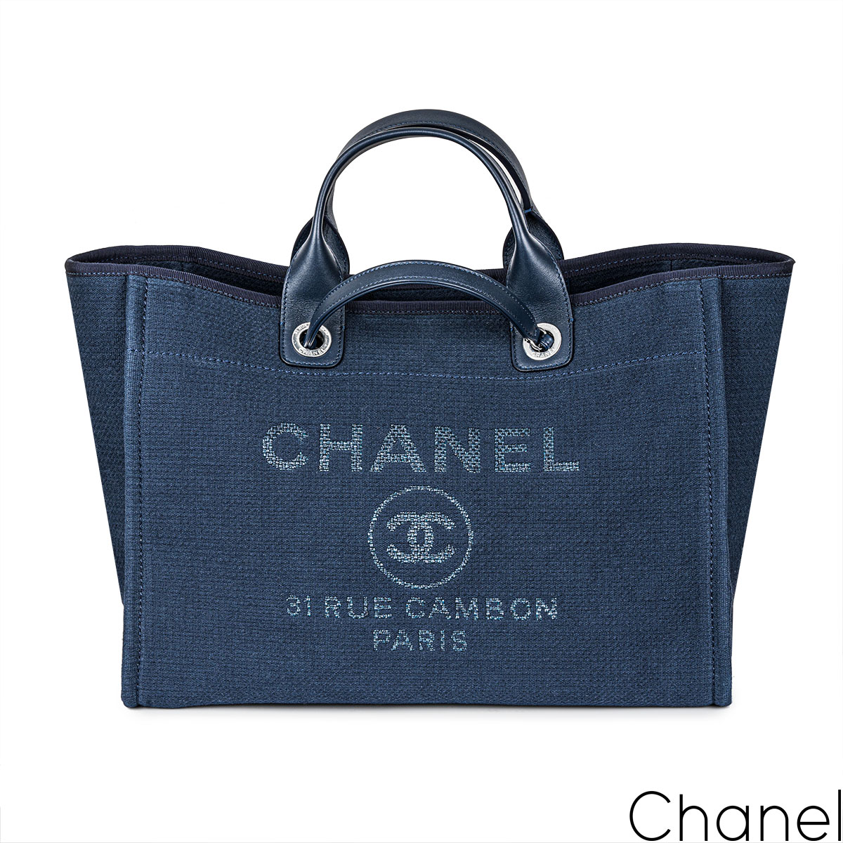 Chanel Blue Deauville Grand Shopping Tote Bag | Rich Diamonds